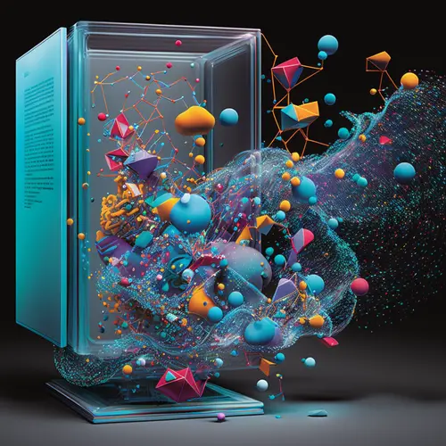 Organic nodes pouring out of a computer 