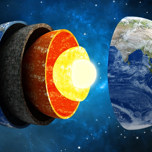 Illustration showing Earth's differentiated layers. 
