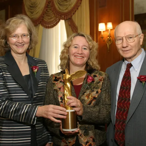 Joe Gall with Elizabeth Blackburn and Carol Greider, all recipients of the 2006 Lasker Award