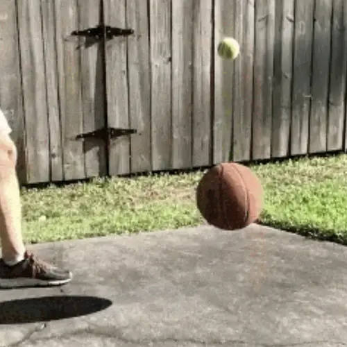 Galilean Canon: Dropping a basketball and tennis ball together has made them pop