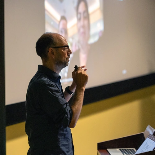 Scientist Thomas Westerhold, a co-organizer of TIMES, speaks to attendees