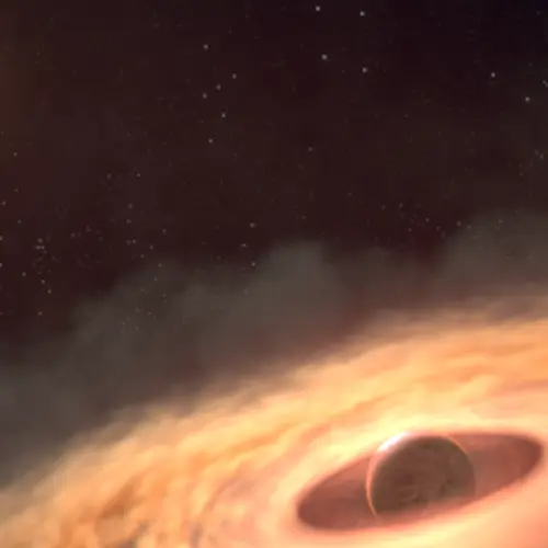 Artist's conception of moon-forming environment. Credit: NASA, ESA, CSA, STScI, Gabriele Cugno (University of Zürich, NCCR PlanetS), Sierra Grant (Carnegie Institution for Science), Joseph Olmsted (STScI), Leah Hustak (STScI)