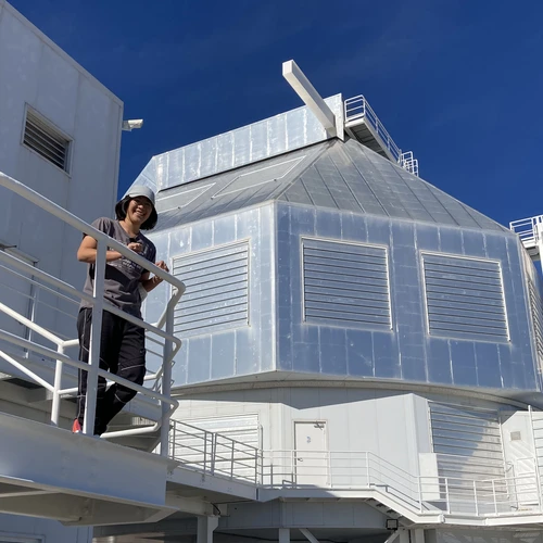 Casey Lam at the Magellan telescopes at Carnegie Science's Las Campanas Observatory in Chile