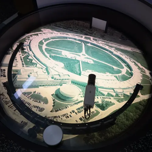 An artful angle photo of the Advanced Photo Source at Argonne National Laboratory, where Carnegie used to maintain the HPCAT facility