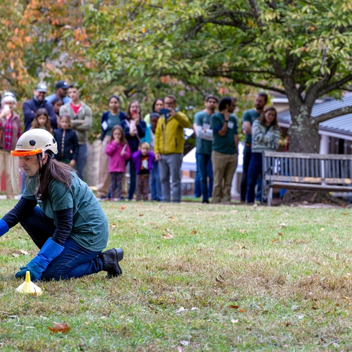 Trash-cano demonstration at the inaugural Earth and Planets Laboratory Open House