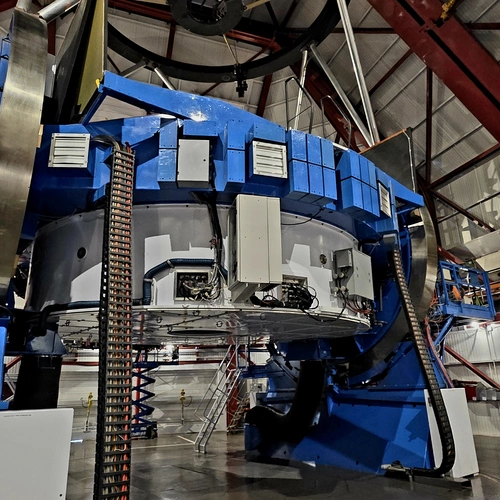 Both the primary and secondary mirrors of the Magellan Clay telescope are shown 